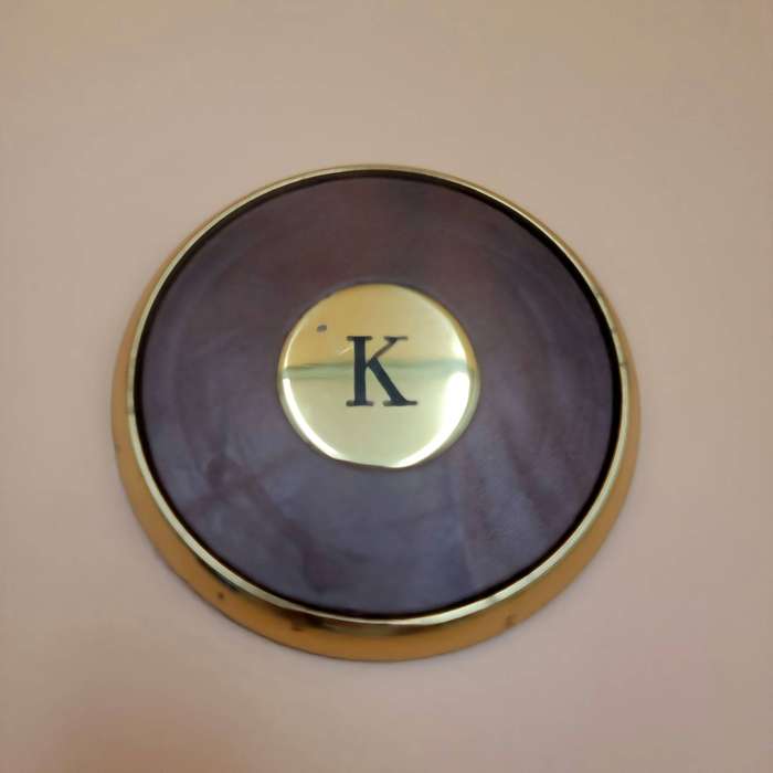 Vintage Brass & Leather with Cork Base Coaster Set of 4 in A Solid Oak Case