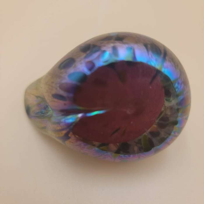 Vintage Iridescent Glass Bird Paperweight  - Isle of Wight Blue - 1990's