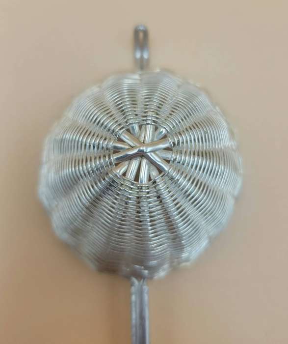 Vintage Silver Plated Basket Weave Tea Strainer with A Silver Plated Drip tray