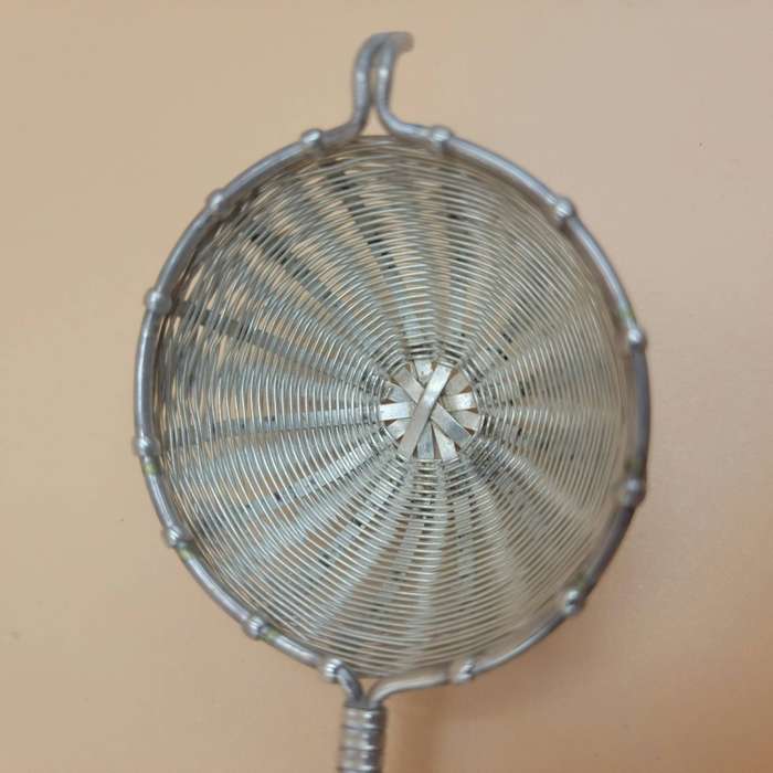 Vintage Silver Plated Basket Weave Tea Strainer with A Silver Plated Drip tray