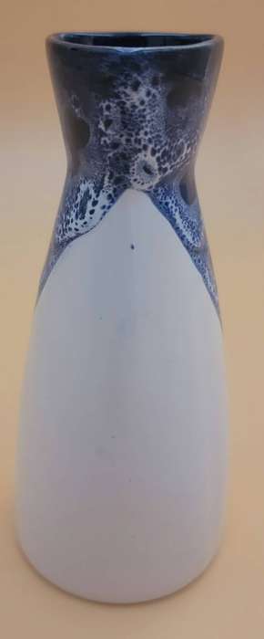 Vintage Dark Blue & White Ceramic Vase with Emblem Klausuciai
