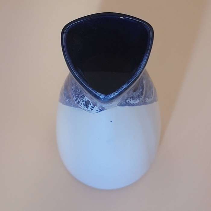 Vintage Dark Blue & White Ceramic Vase with Emblem Klausuciai
