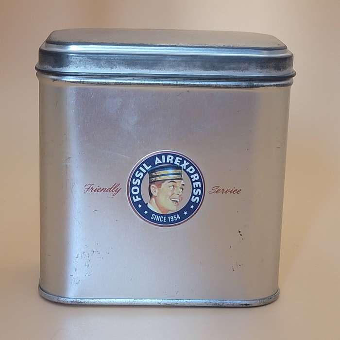 Vintage Trio of Storage Tins - Droste Pastille, Lindor Heart Shaped & Fossil AirXpress Watch