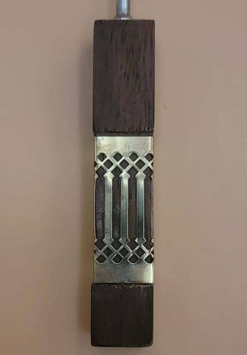 Vintage Set of Bar Accessories - two pronged fork, spoon & bottle opener with wood & brass detail
