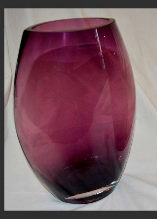 Handmade Purple Glass Pillow Vase  - Made in Poland - Beautiful Colour