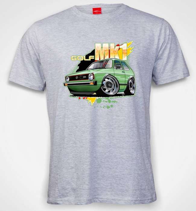 VW Golf Mk1 Cartoon T-Shirt  Custom Car Colour & Shirt Colour  Sizes XS-XXXXL  Made in SA