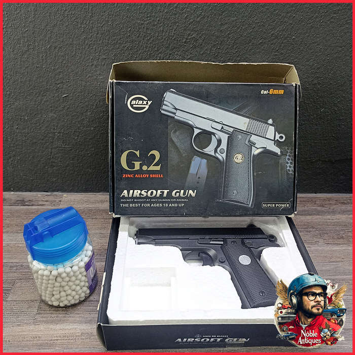 Two Boxed Black Full Metal Airsoft Pistols, Working