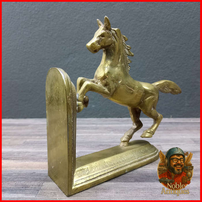Vintage Brass Rearing Horse Stallion Bookend