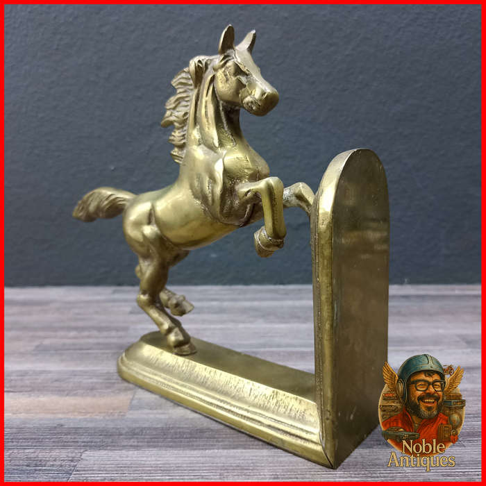 Vintage Brass Rearing Horse Stallion Bookend