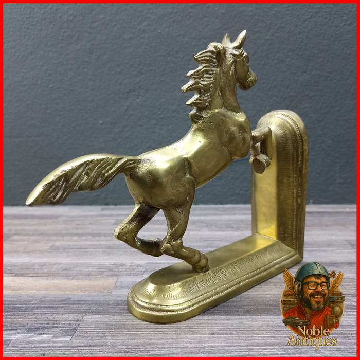 Vintage Brass Rearing Horse Stallion Bookend
