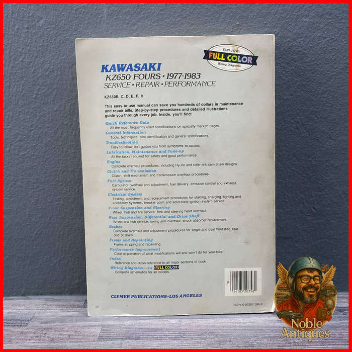 Clymer service, repair, and performance manual for Kawasaki KZ650 Fours motorcycles from 1977-1983