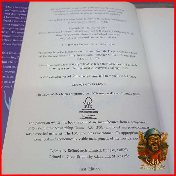 Harry Potter and the Deathly Hallows by J.K. Rowling First Edition Hard Cover