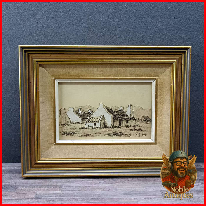 Framed artwork titled Fisherman's Cottages by Sonja Grobler