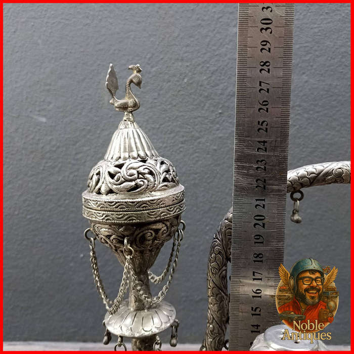 Vintage Silver Metal Arabic Smoker, Incense Stand and Jewellery Box Collection