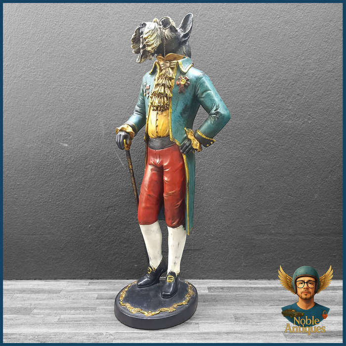 Large 45cm Benfick decorative resin dog sculpture, Aristocratic Dog in Rococo Outfit
