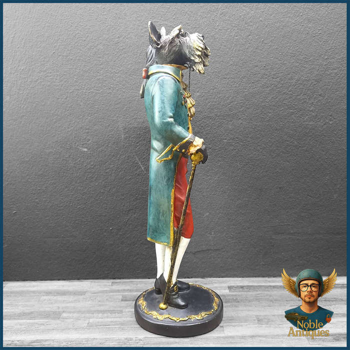 Large 45cm Benfick decorative resin dog sculpture, Aristocratic Dog in Rococo Outfit