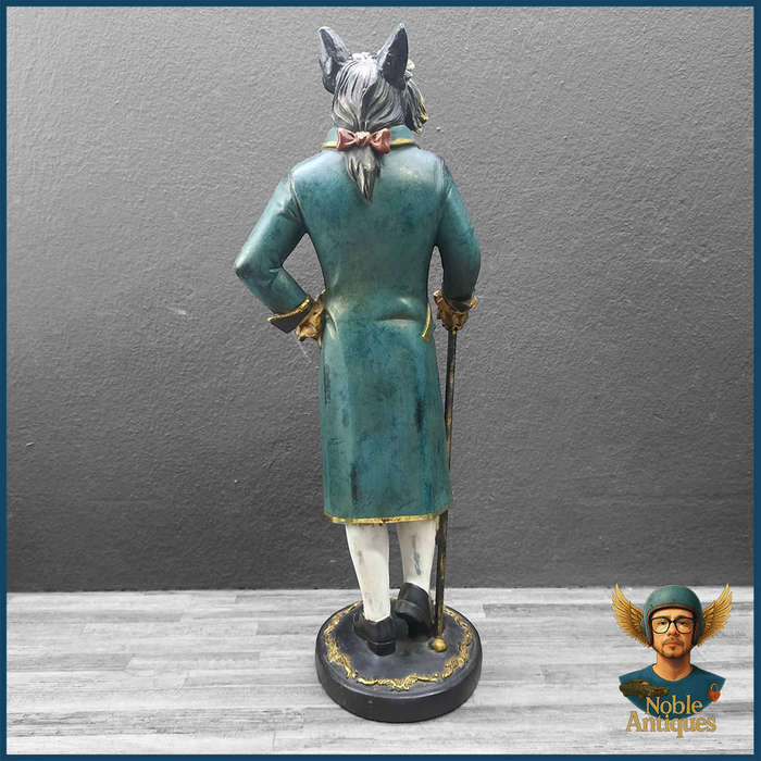 Large 45cm Benfick decorative resin dog sculpture, Aristocratic Dog in Rococo Outfit