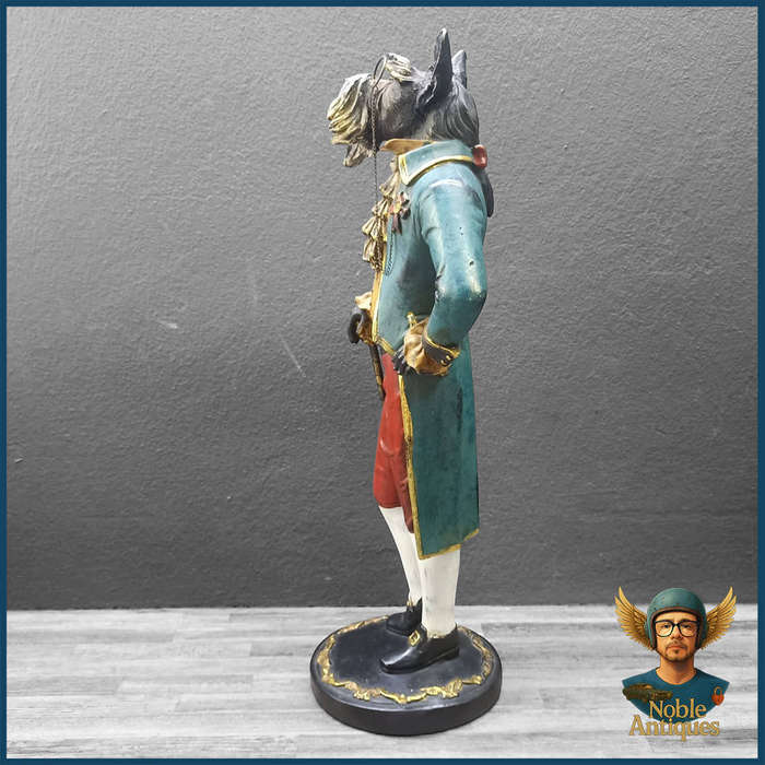 Large 45cm Benfick decorative resin dog sculpture, Aristocratic Dog in Rococo Outfit