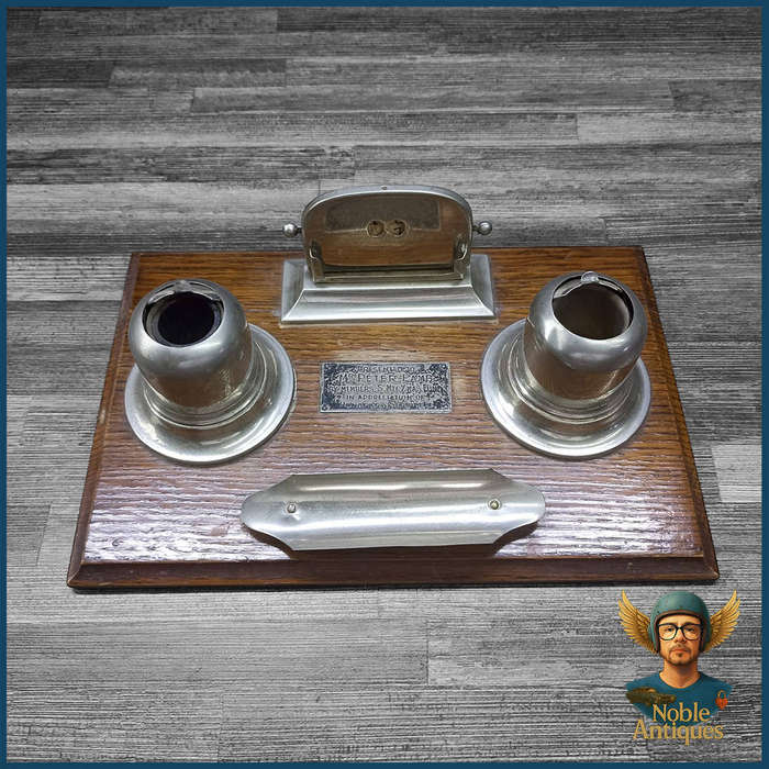 Antique double inkwell pen stand/inkstand and Calendar
