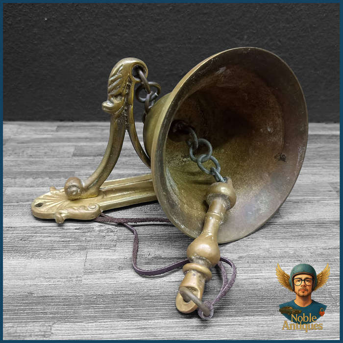 Antique Brass Ship's Bell With Brass Bracket