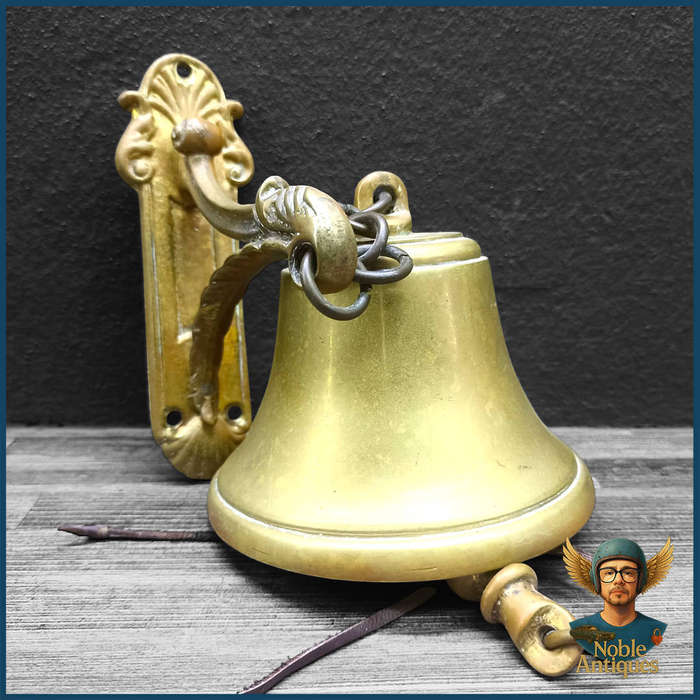 Antique Brass Ship's Bell With Brass Bracket