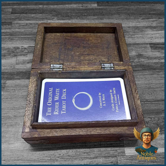 Large Original Rider Waite Tarot Deck with a wooden storage box