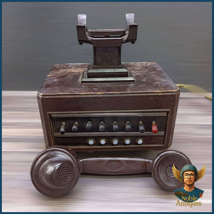 1930s Vintage Bakelite and Wood Dictograph Telephone System