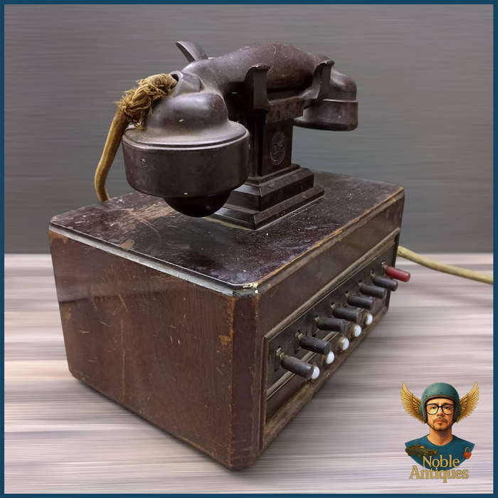 1930s Vintage Bakelite and Wood Dictograph Telephone System