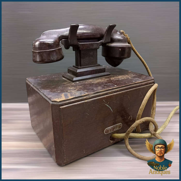 1930s Vintage Bakelite and Wood Dictograph Telephone System