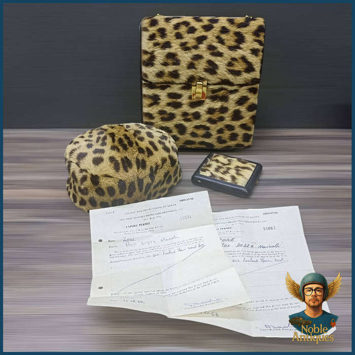 1950's GENUINE EXOTIC FUR & Leather Handbag, Hat and Wallet (Certificate incl)