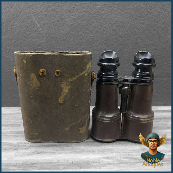 WWI Era Paris France Army & Navy Day Night Binoculars - Brown Leather
