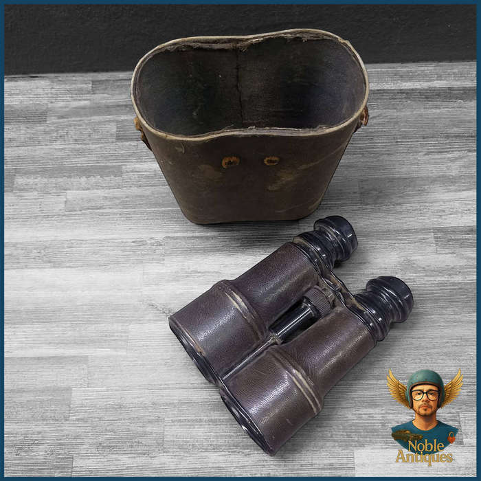 WWI Era Paris France Army & Navy Day Night Binoculars - Brown Leather
