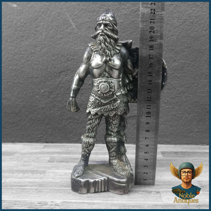 Vintage Cast Metal Sculpture of Viking Warrior Figure