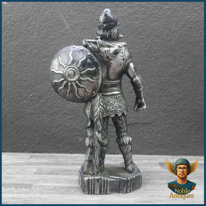 Vintage Cast Metal Sculpture of Viking Warrior Figure
