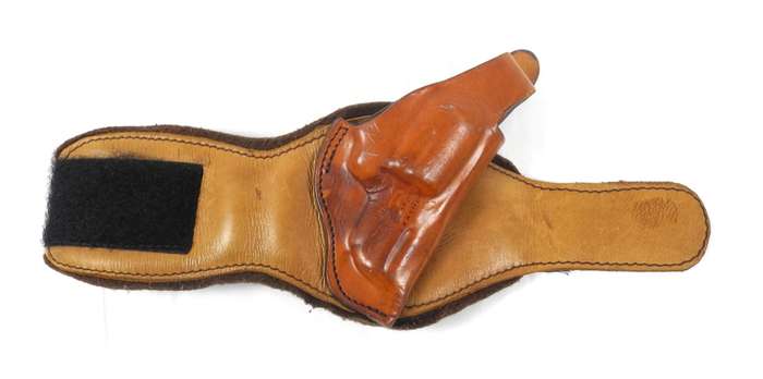Vintage Leather Ankle Holster for .38 Revolver