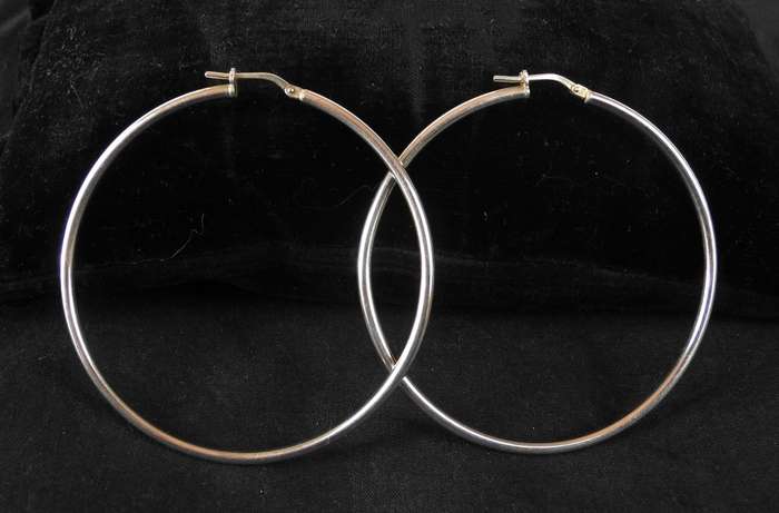 Sterling Silver Italian Large Hoop Earrings (4.8g)