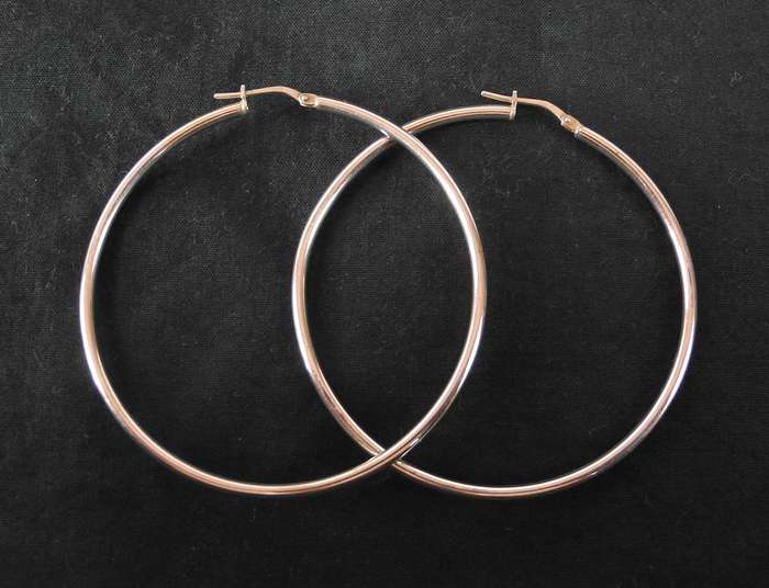 Sterling Silver Italian Large Hoop Earrings (4.8g)