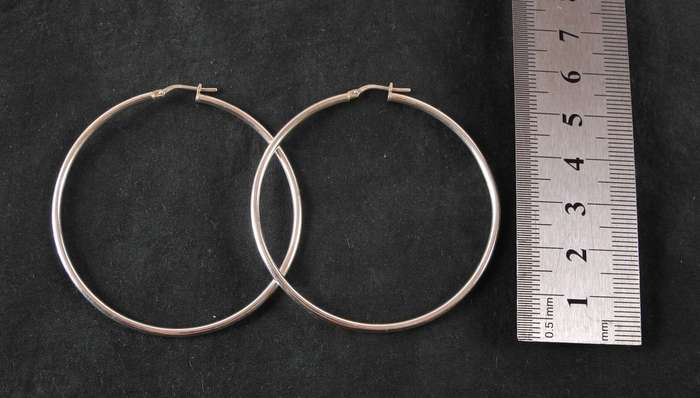 Sterling Silver Italian Large Hoop Earrings (4.8g)