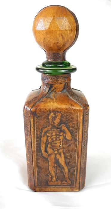 Vintage Italian Leather Wrapped Decanter Bottle