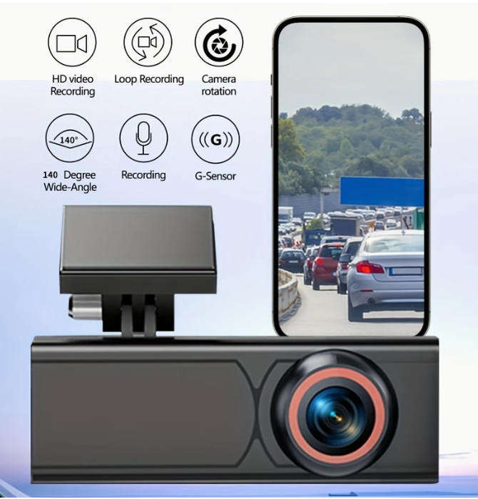 1080P Dual-Lens Dash Cam with Front & Built-In Camera, Infrared Night Vision, Wide-Angle IPS Screen,