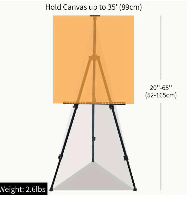 Foldable,Portable Painting Thickened Iron Easel, Adjustable Height with Carrybag