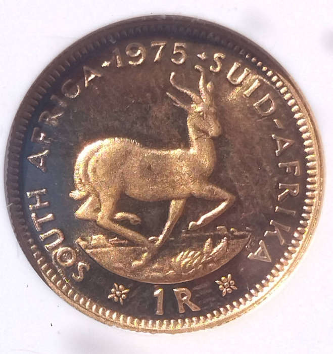 22K**GOLD 1 RAND COIN**1975**PF 67**NGC CERTIFIED**