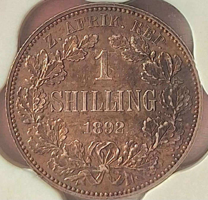 1892**SILVER SHILLING**ZAR**AU58