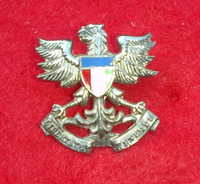 REGIMENT   NORTH NATAL CHROME CAP BADGE-WORN POST 1976- 2X SCREW LUGS