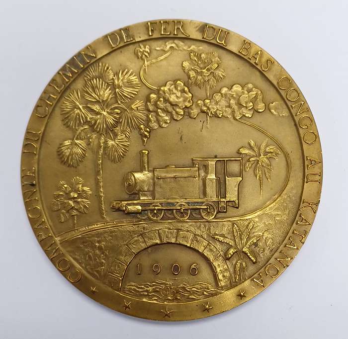 Belgian Congo Katanga 50th Anniversary of The Railway 1906 - 1956 Medallion
