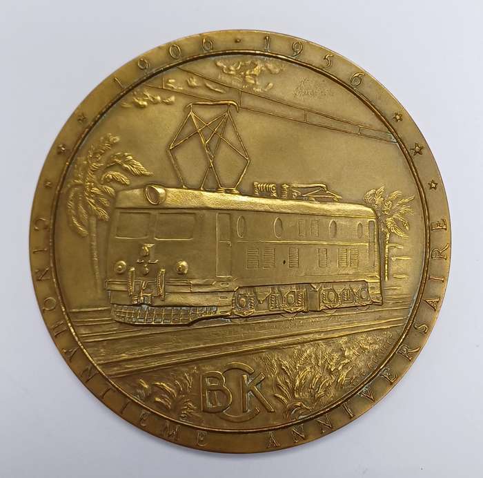 Belgian Congo Katanga 50th Anniversary of The Railway 1906 - 1956 Medallion