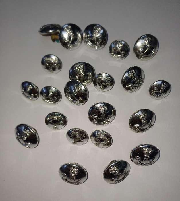 Kings African Rifles Silver Colour Buttons X 22