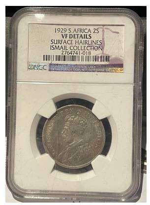 SOUTH AFRICA 1929 2 SHILLINGS SILVER FLORIN.  GRADE NGC VF DETAILS