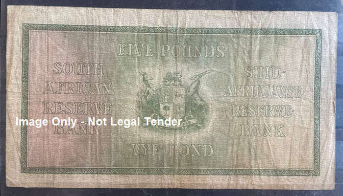 1944 FIVE POUND POSTMUS BANK NOTE B24