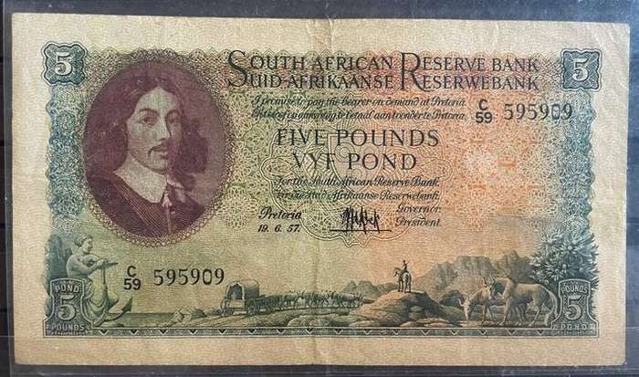 1957 FIVE POUND DE KOCK BANK NOTE C59